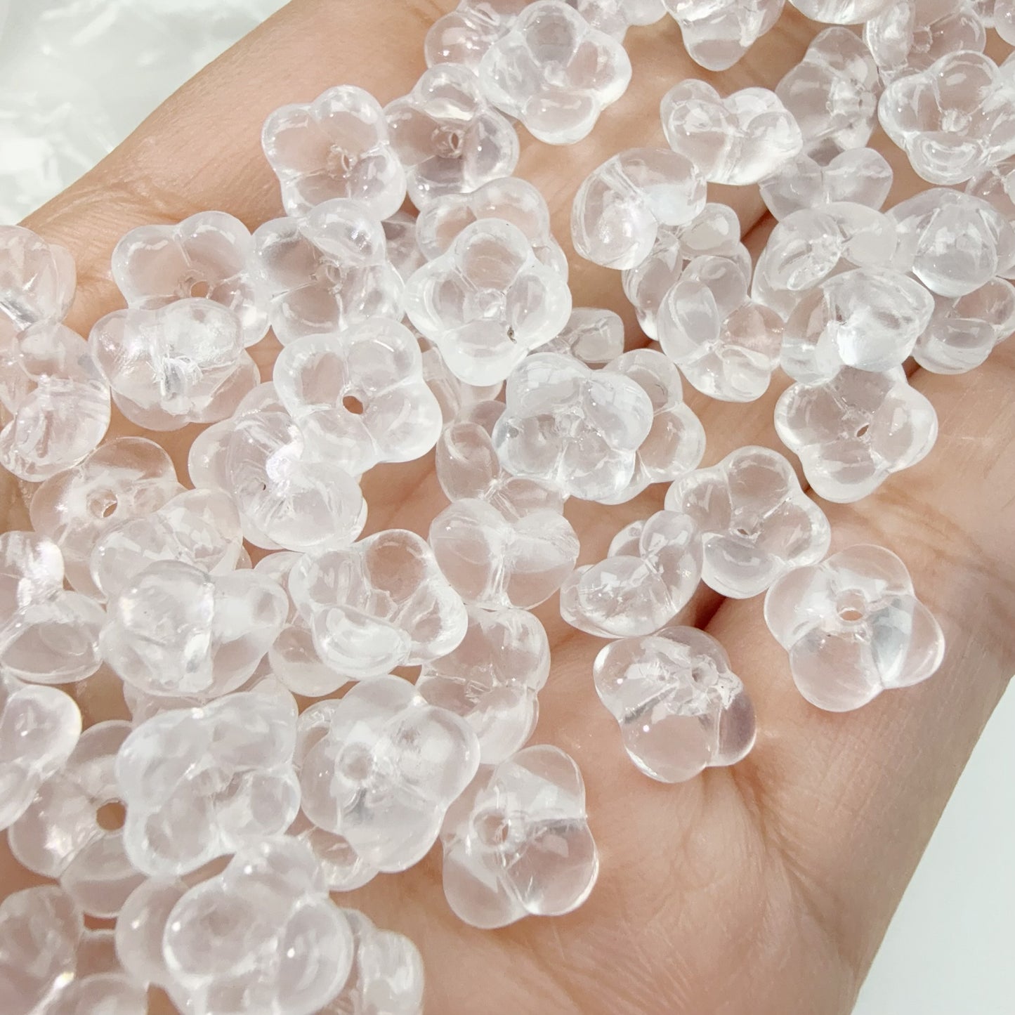 0 0今日新作 クリアガラスビーズ-ぷっくり金木犀(0108)