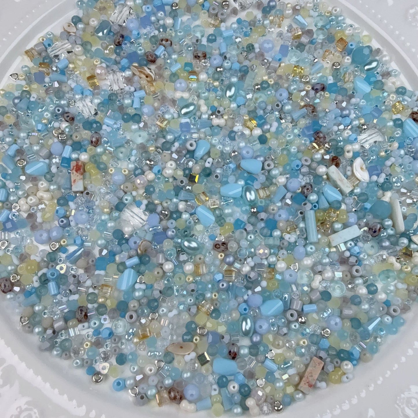 0 0今日新作 水色&グレー シードビーズ混ぜ (0910)