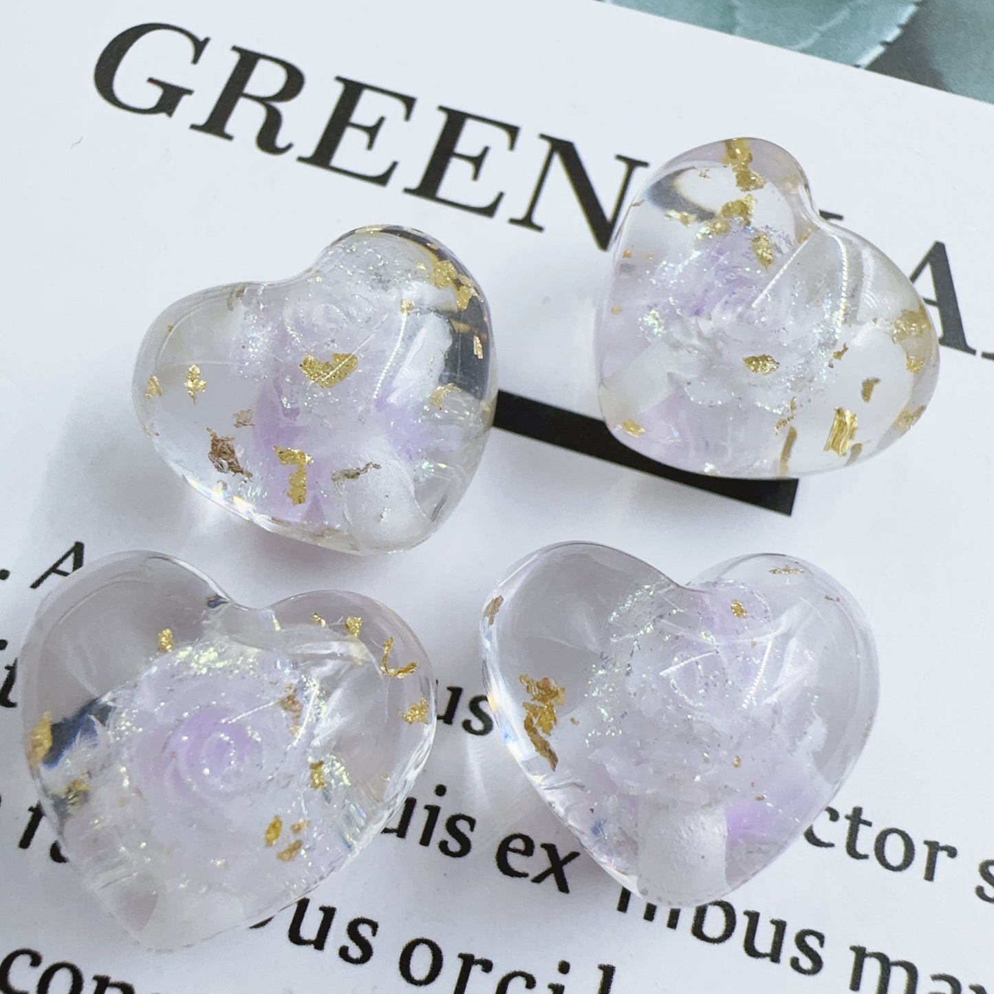 0 今日新作 ローズレジンハートビーズ（1026）