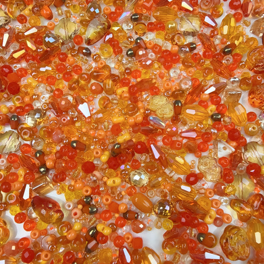 0 0今日新作 クリアオレンジ&水色&ピンク シードビーズ混ぜ (0916)