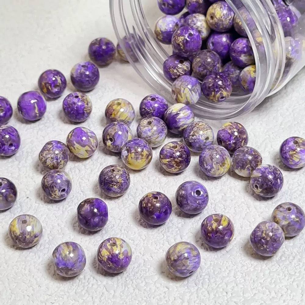 0 0今日新作 油絵ガラスビーズ  10ミリ(0628)