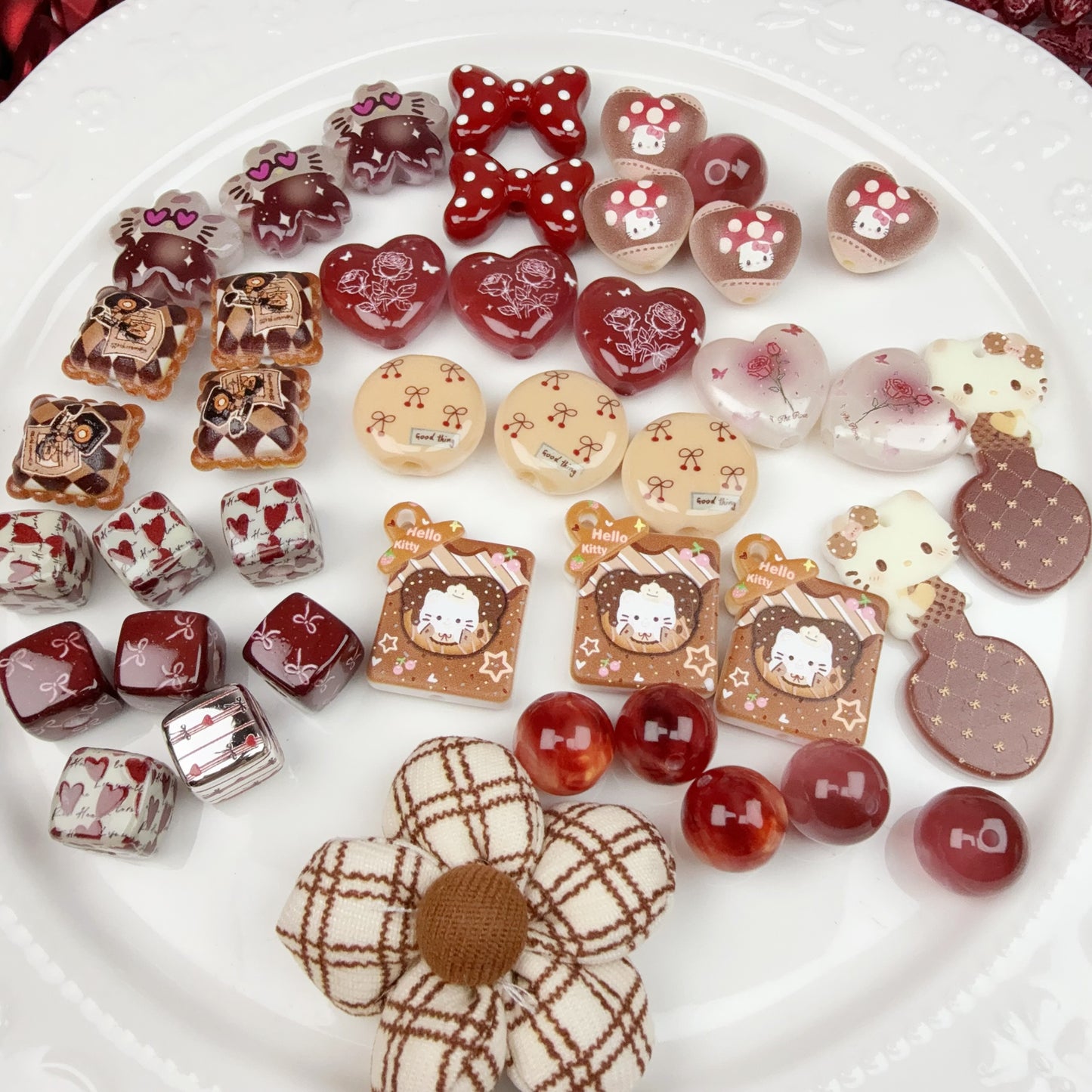 0 0今日新作 紅キティー アクリル混ぜ(0124)