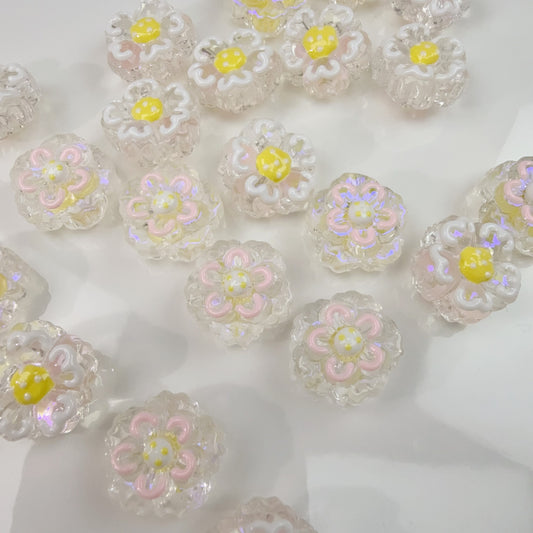 0 0今日新作 手描きガラスお花ビーズ(0309)