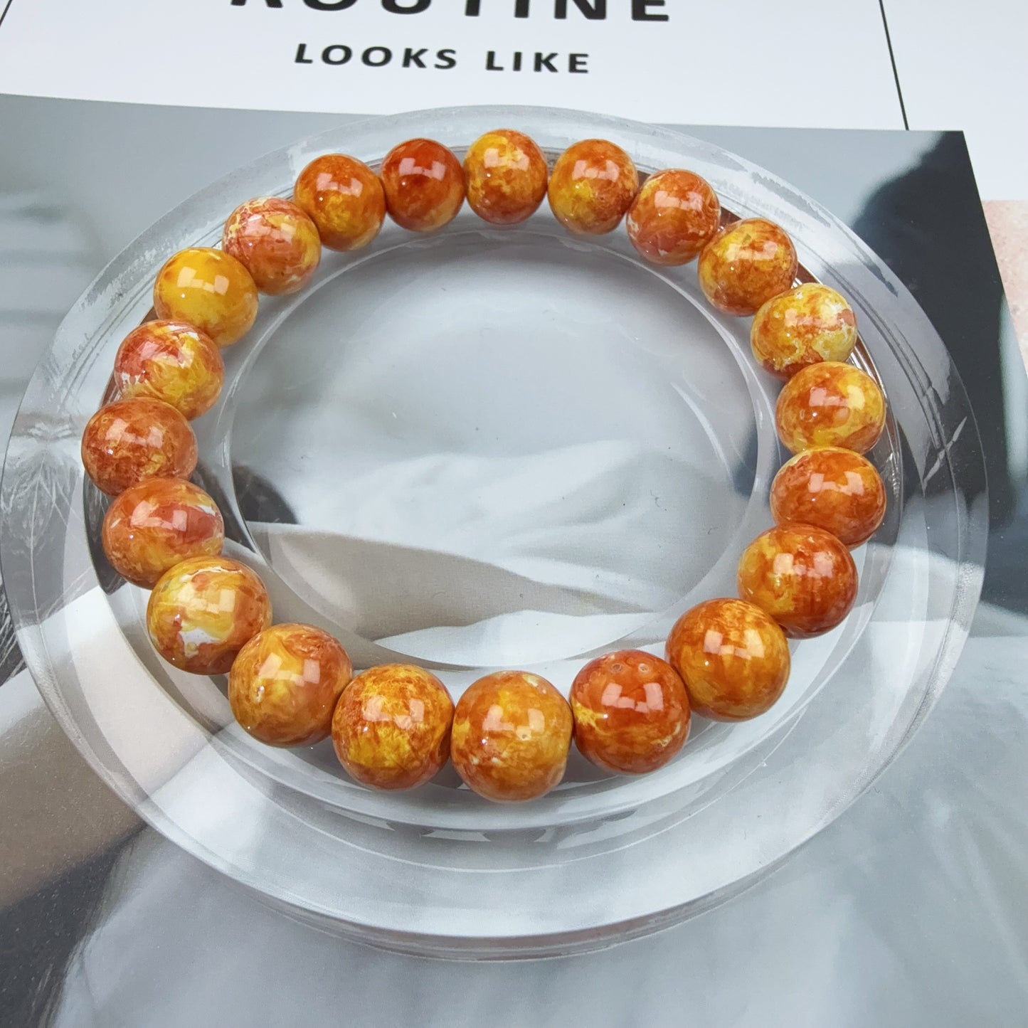 0 0今日新作 油絵ガラスビーズ  10ミリ(0628)