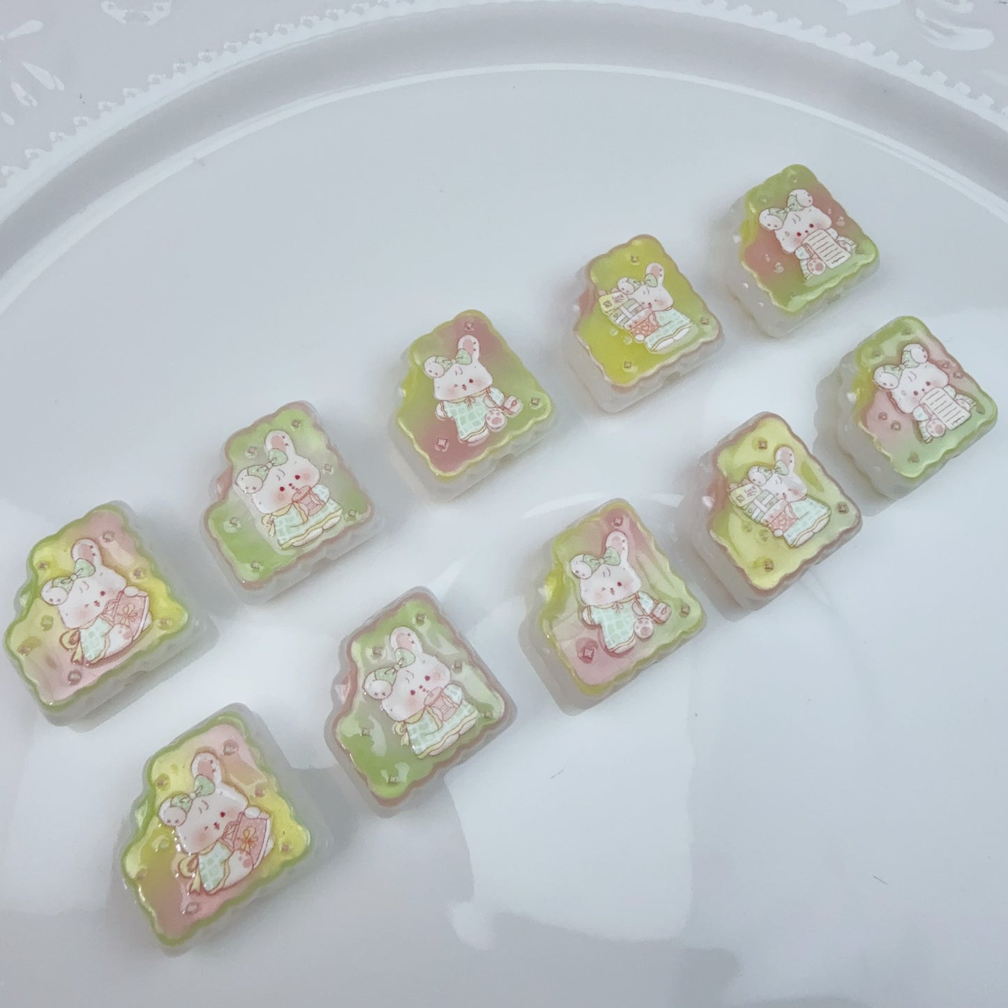0 0今日新作 うさぎ四角クッキー(0424)