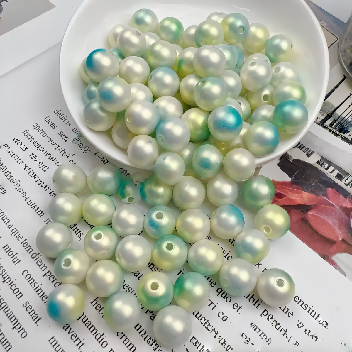 0 0今日新作 グラデーションパール色ビーズ-8ミリ(0601)