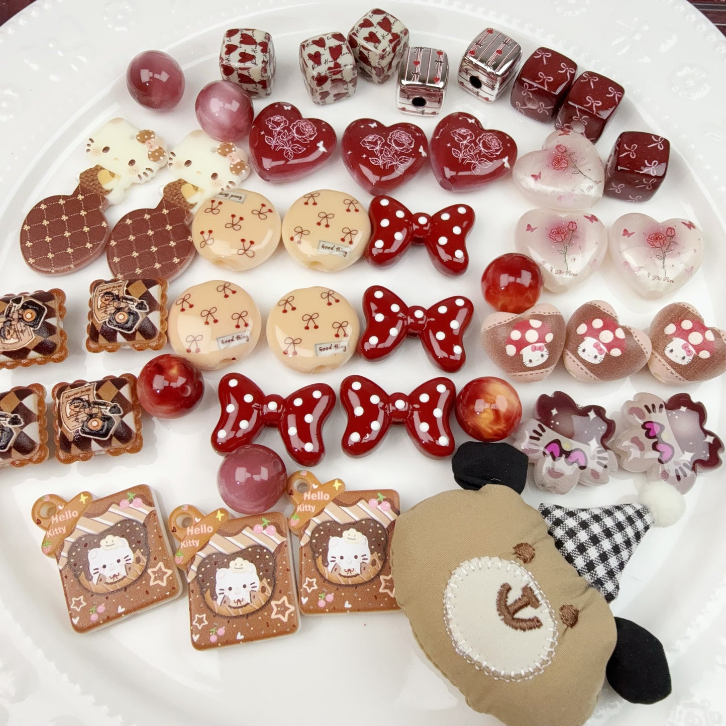 0 0今日新作 紅キティー アクリル混ぜ(0124)