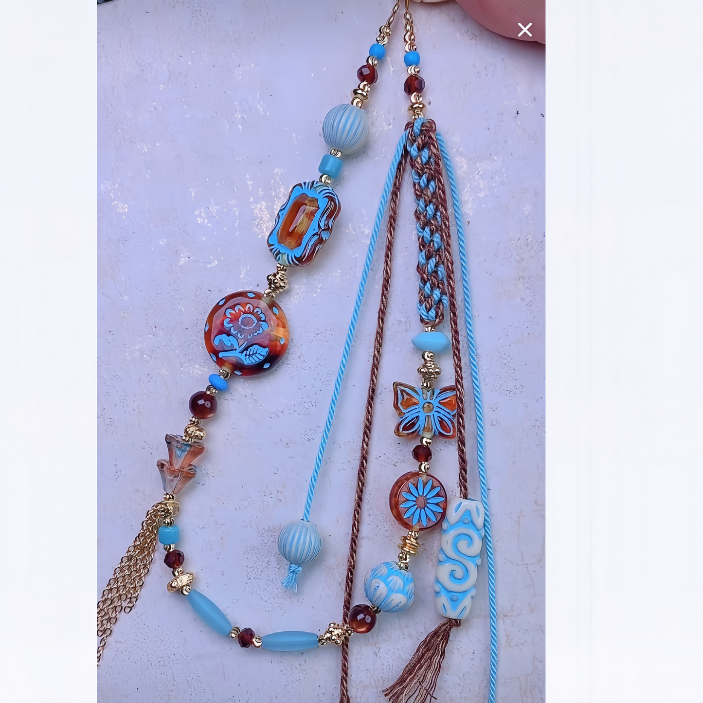 0 0今日新作 アクリルバロックー琥珀ブルー描き (0609)