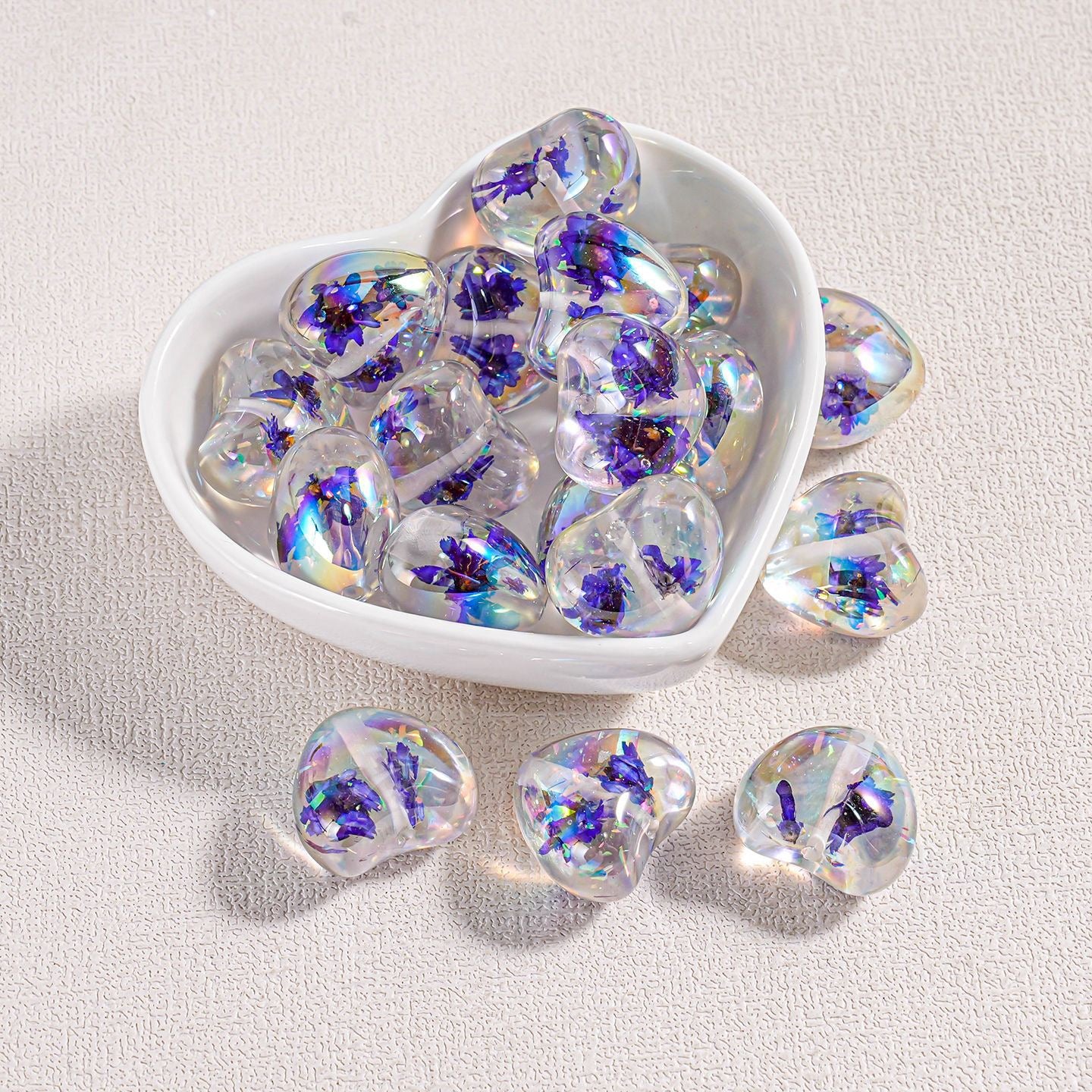 0 0今日新作 新しいスタイルのドライフラワーハート型ビーズ（0609）