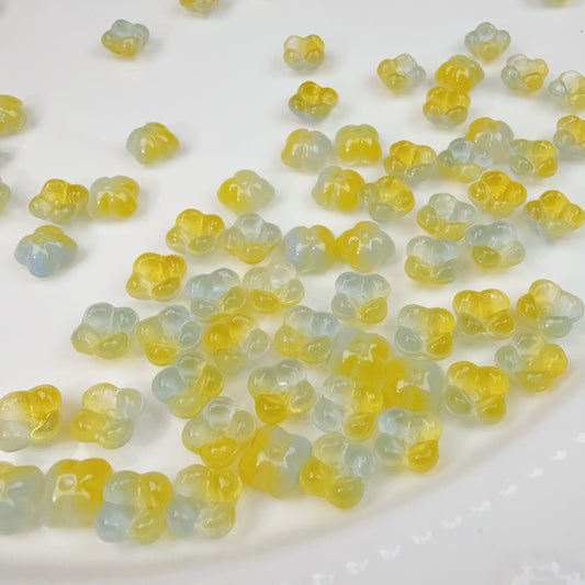 0 0今日新作 クリアガラスビーズ-ぷっくり金木犀(0108)