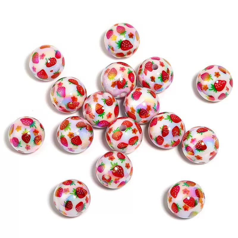 0 0今日新作 苺ラウンドビーズ(1225)