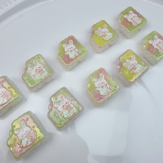 0 0今日新作 うさぎ四角クッキー(0424)