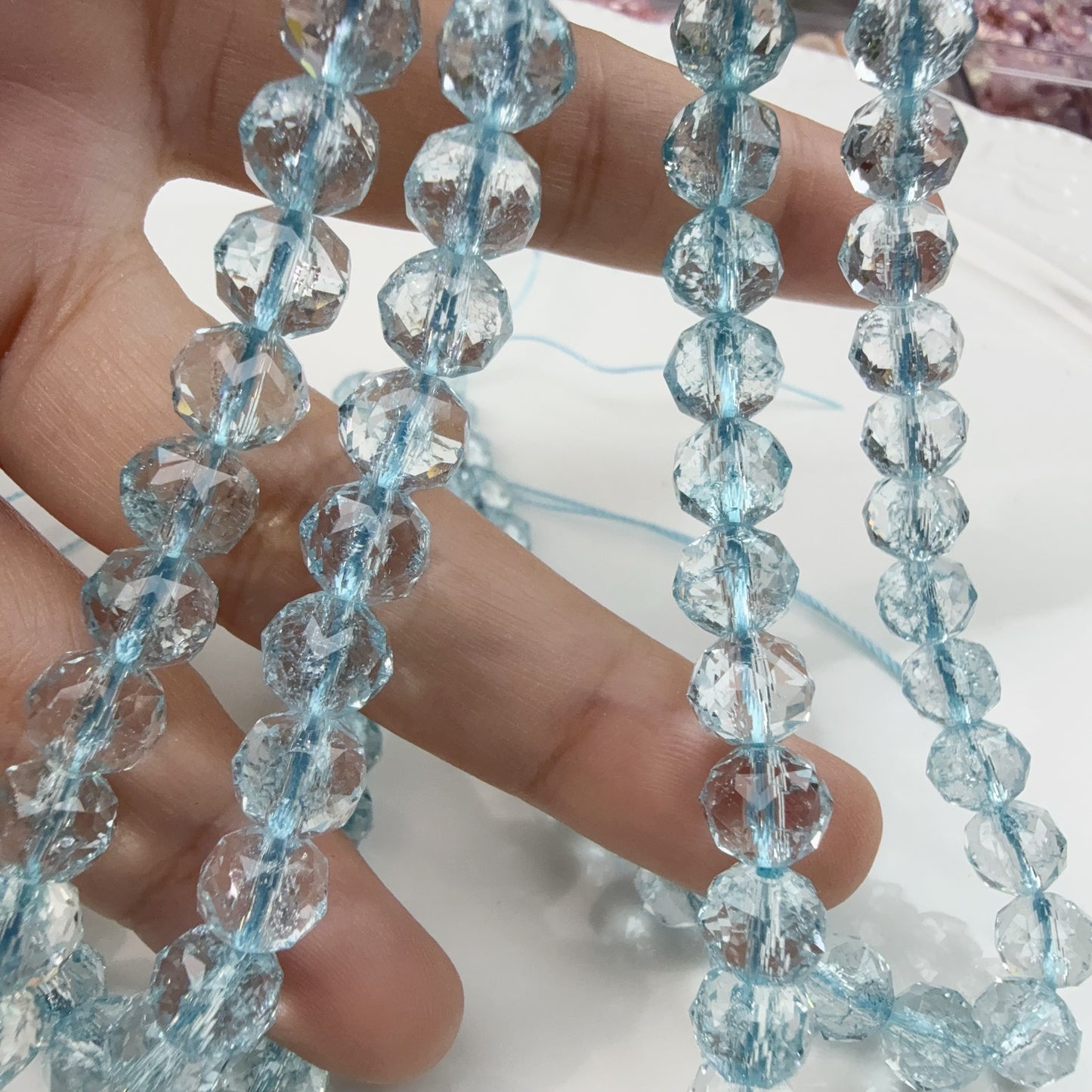 0 0今日新作 花ボールカット-超クリア単色8ミリ(0906)