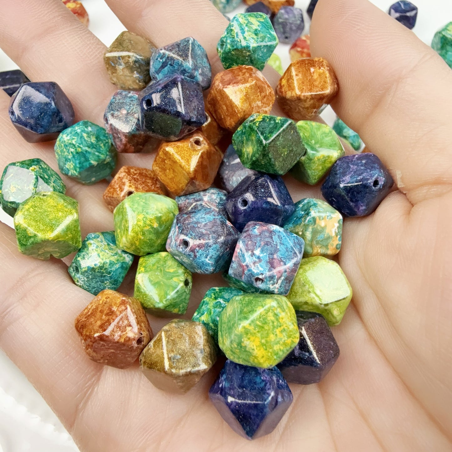 0 0今日新作 不規則ピカソガラスビーズ  9ミリ(1225)