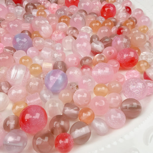 0 0今日新作 ピンク樹脂ビーズ混ぜ 樹脂(0124)
