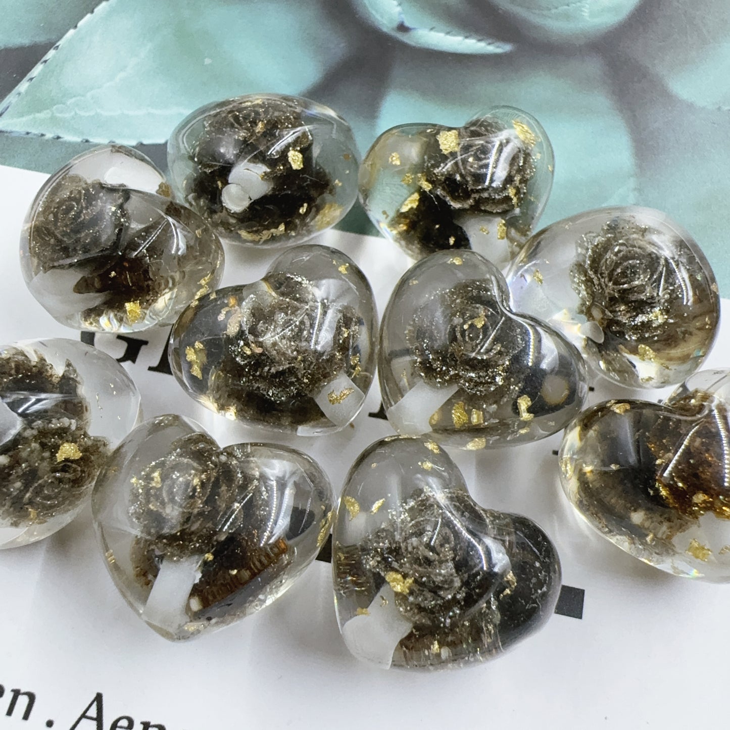 0 今日新作 ローズレジンハートビーズ（1026）