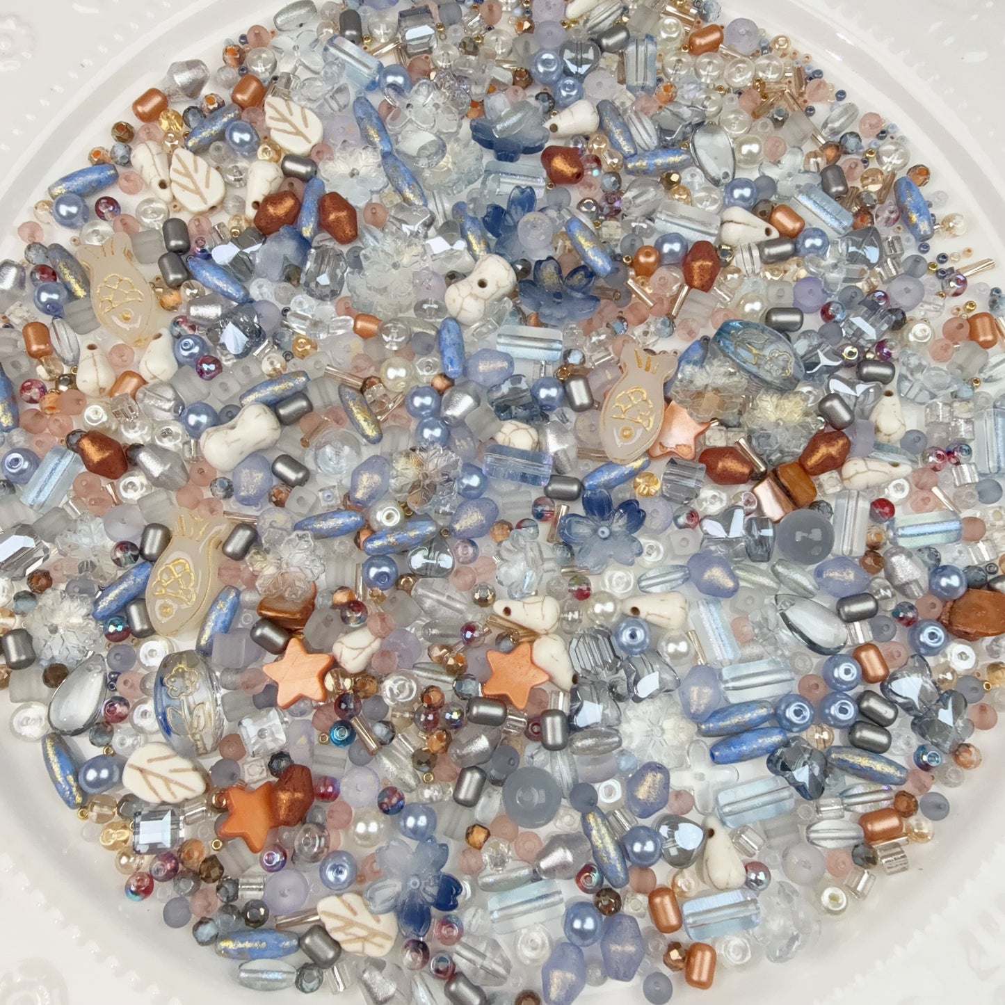 0 0今日新作 ブルー魚 シードビーズ混ぜ(0110)