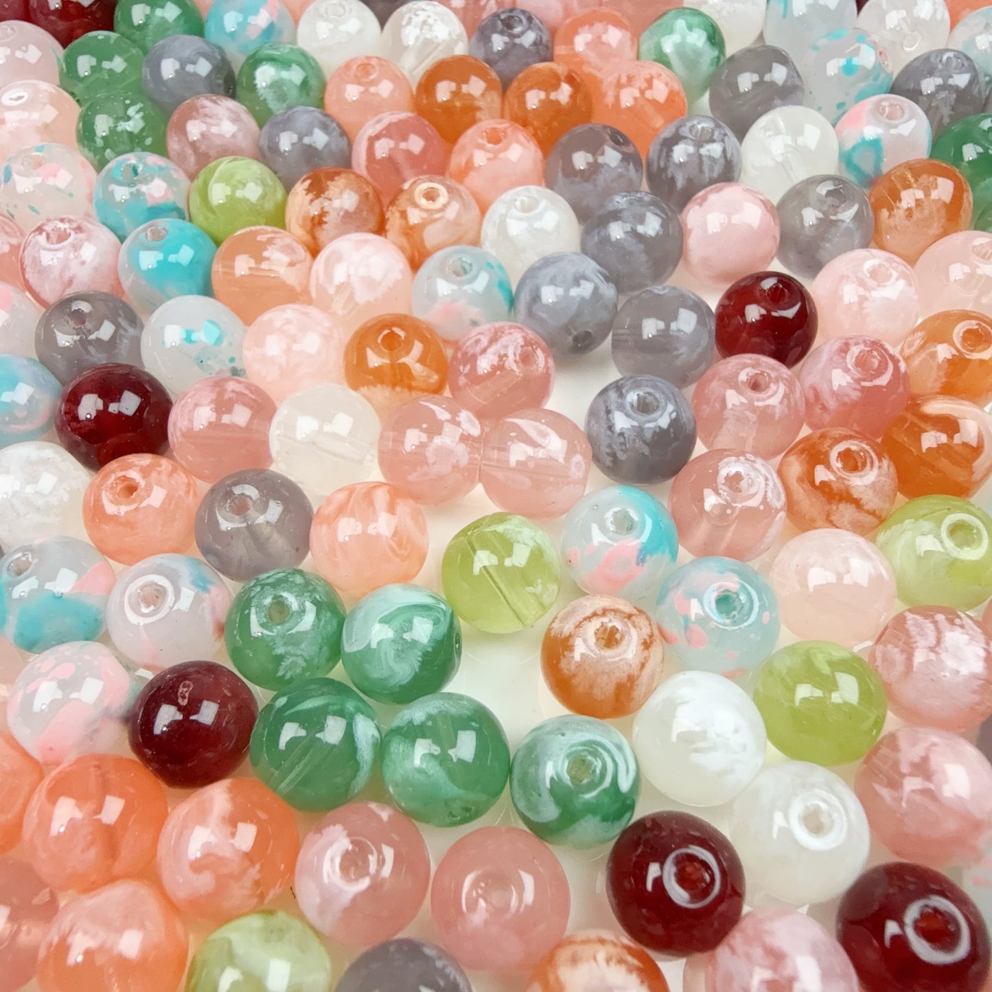 0 0今日新作 曇りラウンドガラスビーズ (0114)