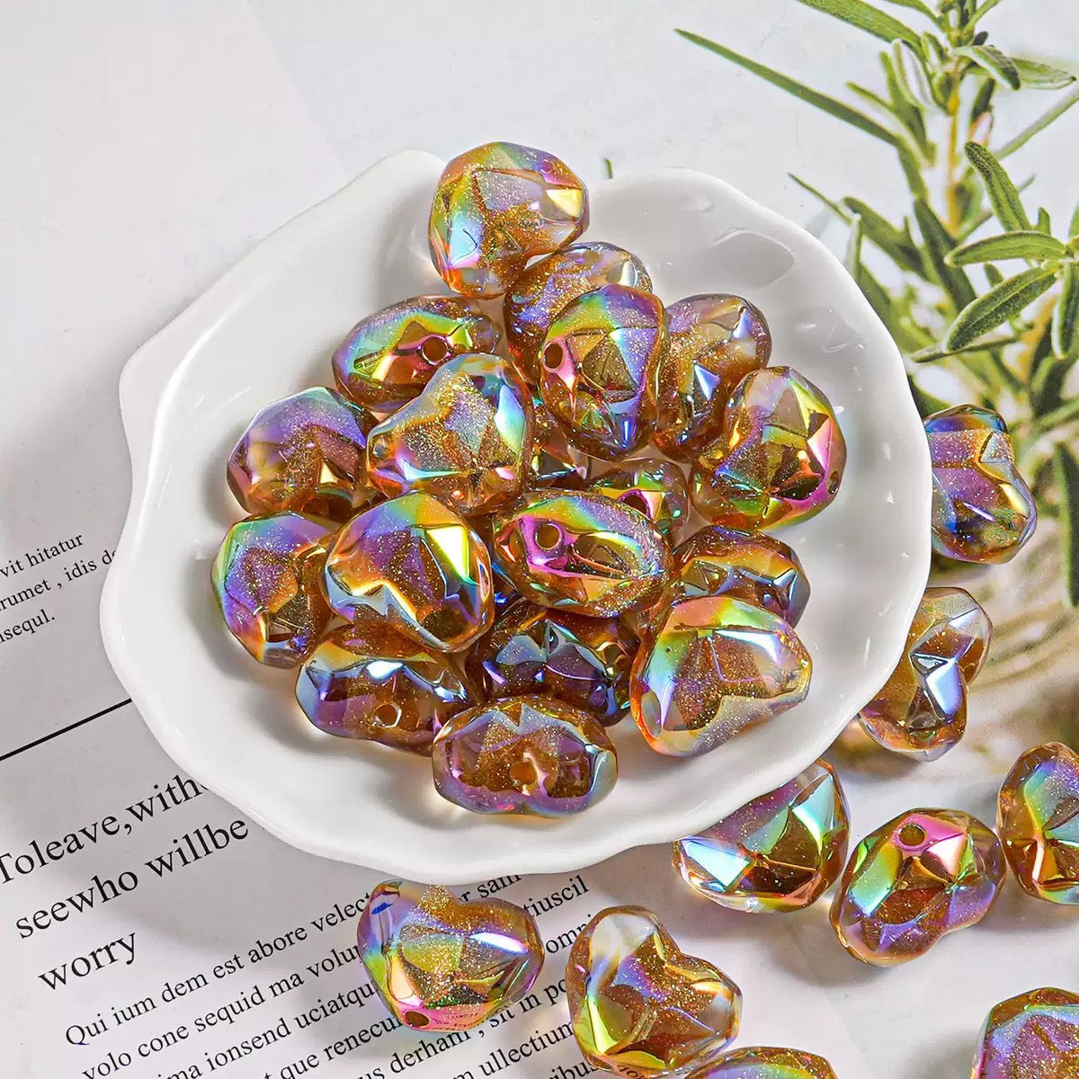 0 0今日新作 ファセットカットハート形ビーズ (0607)