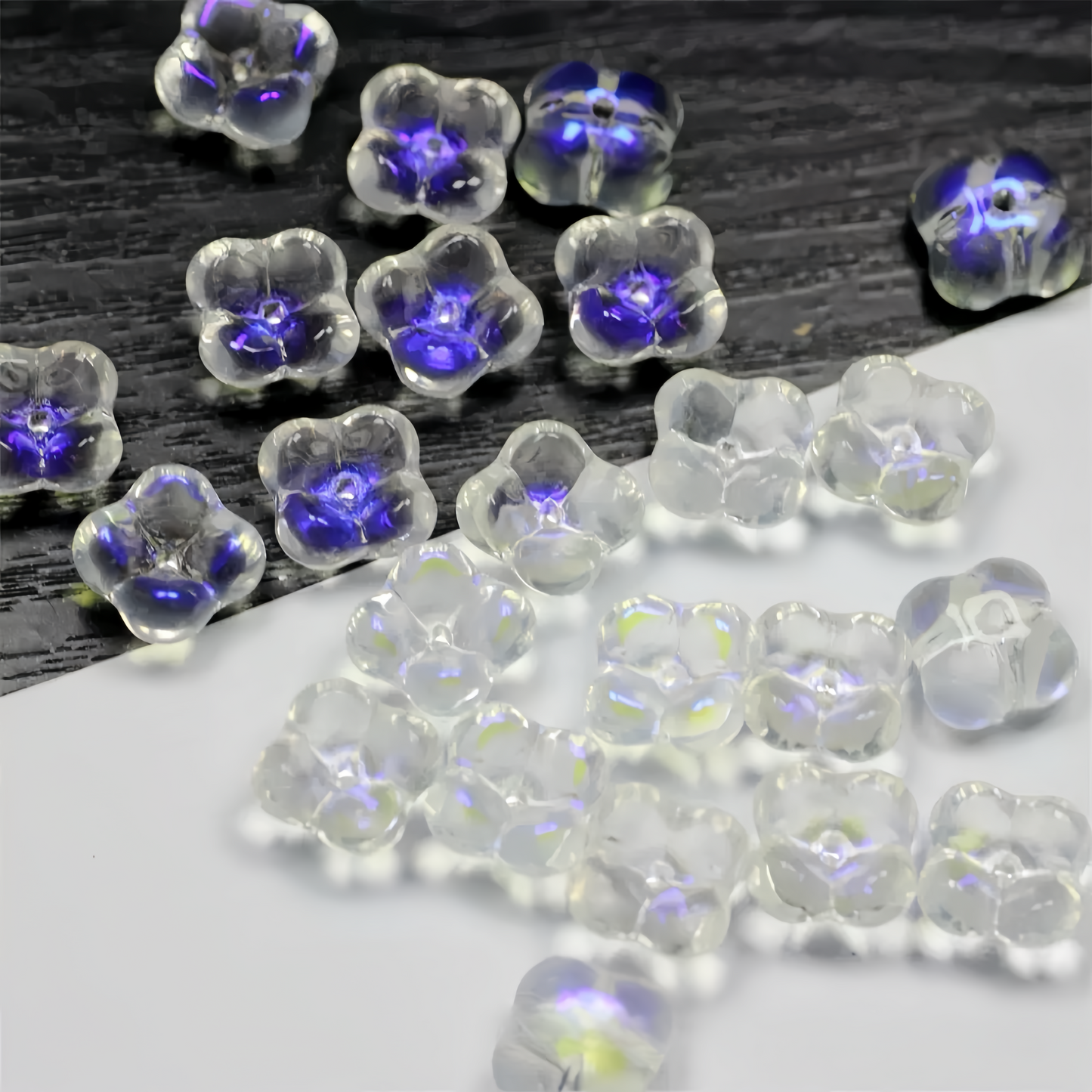 0 0今日新作 クリアガラスビーズ-ぷっくり金木犀(0113)