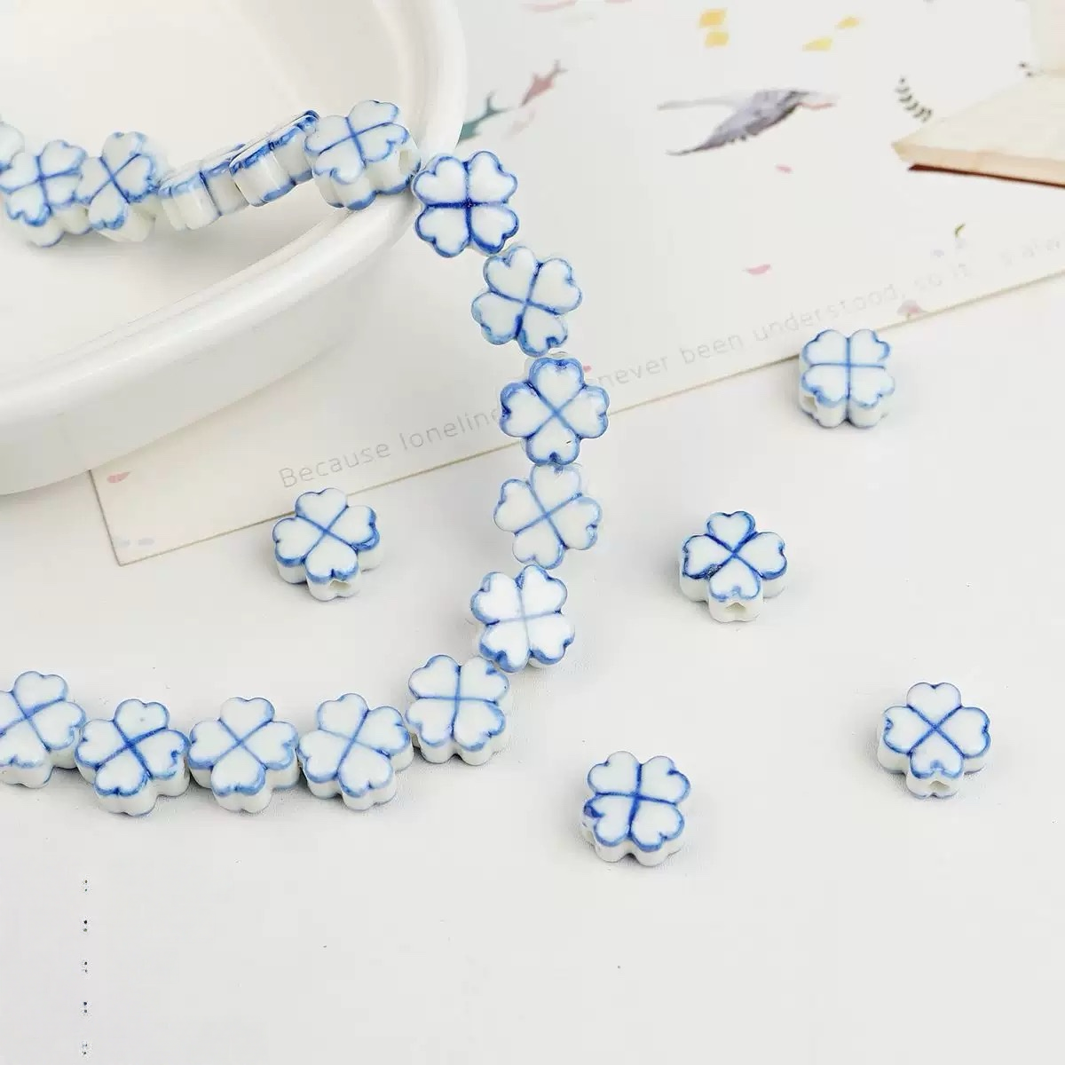 0 0今日新作 陶磁器クローバー&桜(0206)