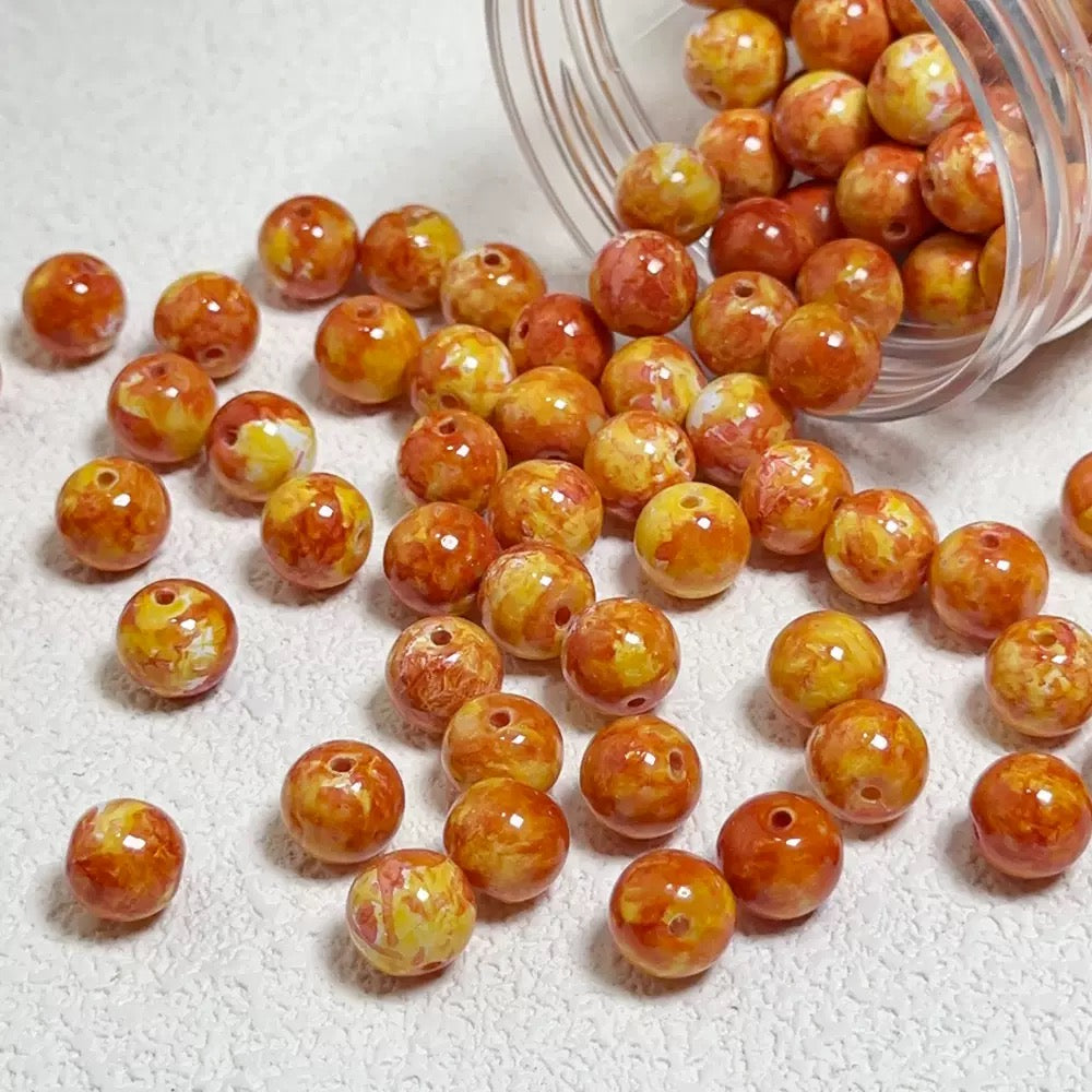 0 0今日新作 油絵ガラスビーズ  10ミリ(0628)