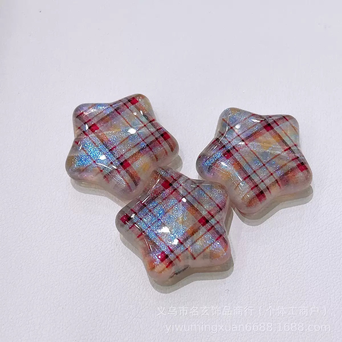 0 0今日新作 縞格子の星形ビーズ（0110）