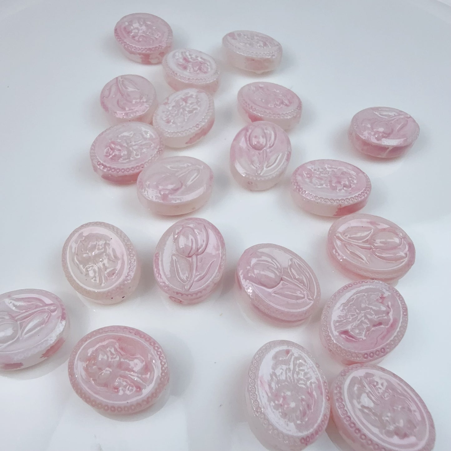 0 0今日新作 楕円ガラスビーズ 薔薇ーローズ(0601)