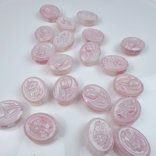 0 0今日新作 楕円ガラスビーズ 薔薇ーローズ(0601)