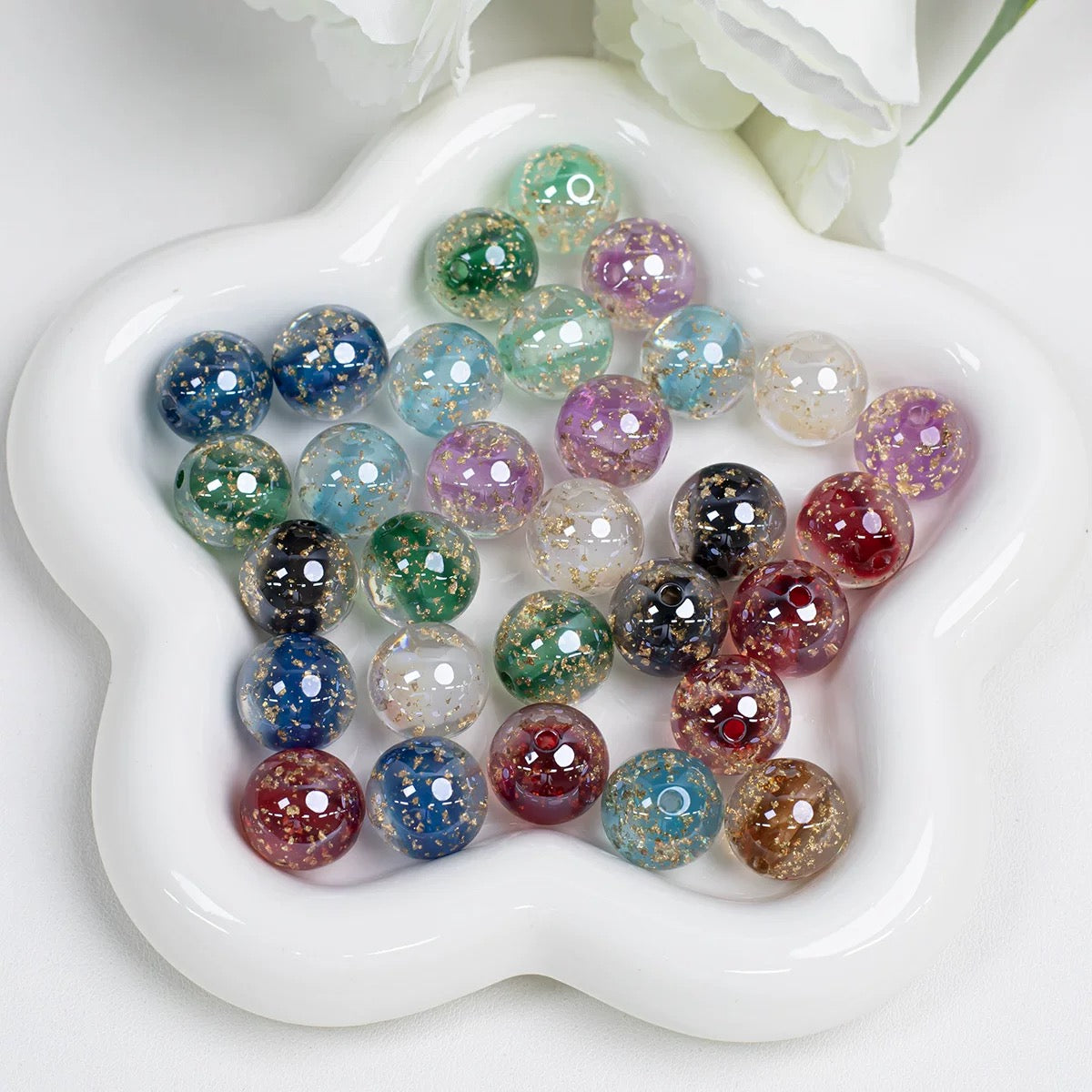 0 0今日新作 金箔 染芯ビーズ（1130）