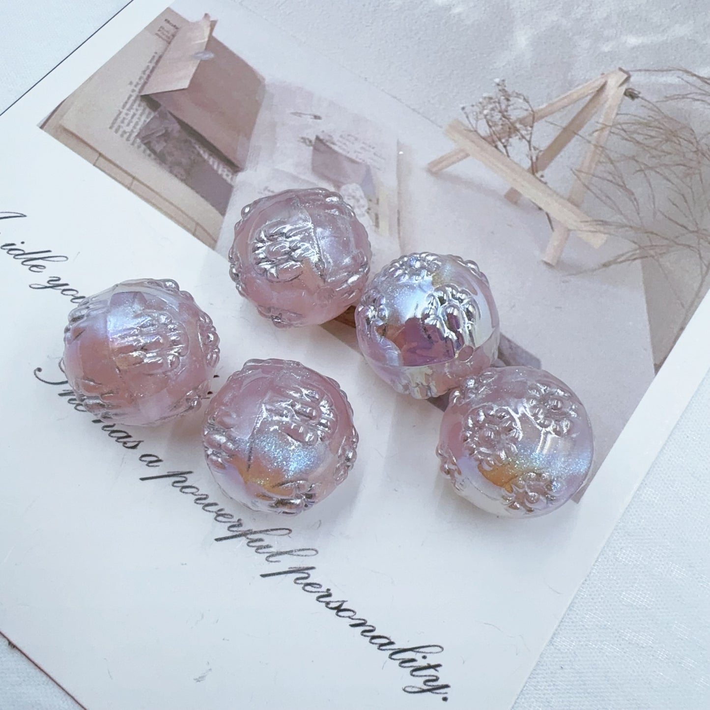 0 0 Today's new work Silver Jade Linglong Resin 16mm Silver Drawing (0427)