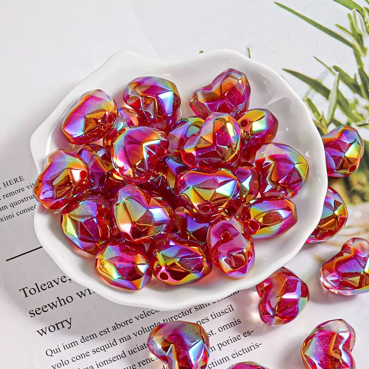 0 0今日新作 ファセットカットハート形ビーズ (0607)