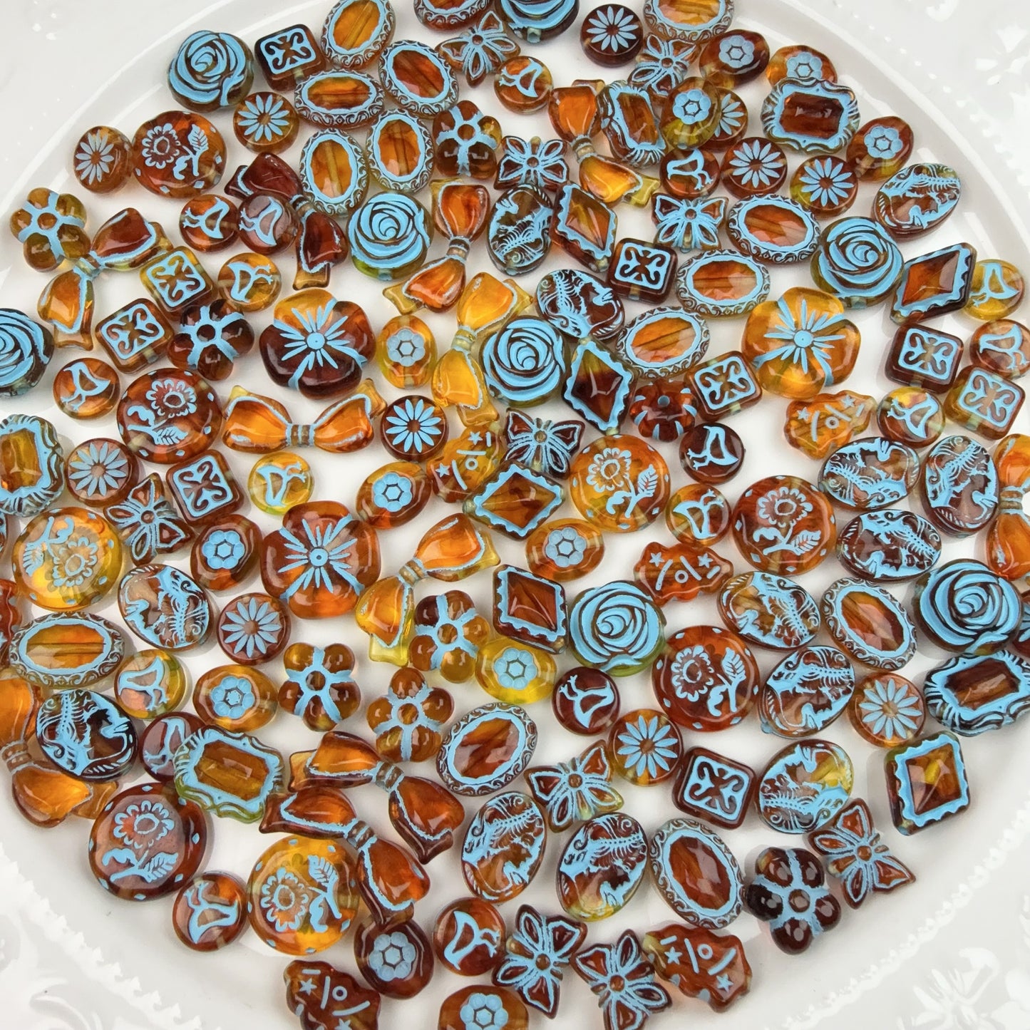 0 0今日新作 アクリルバロックー琥珀ブルー描き (0609)