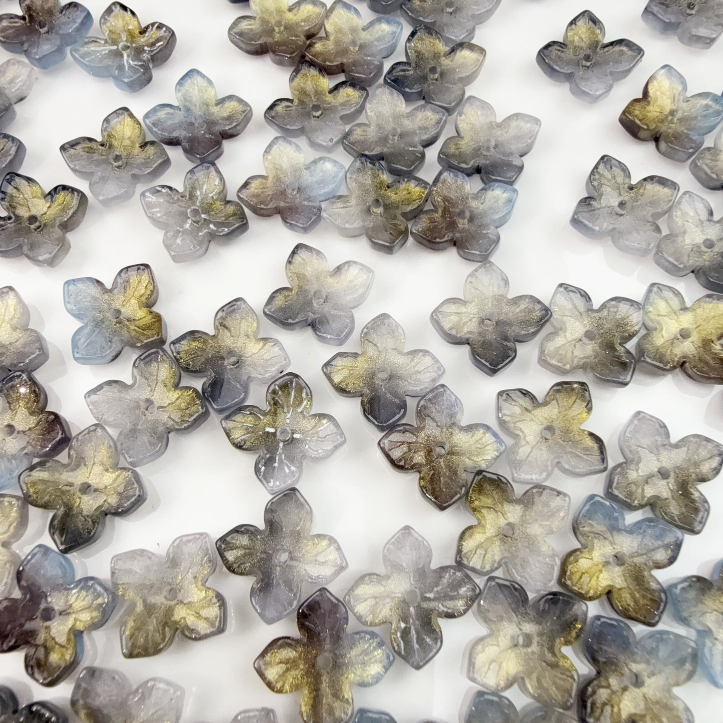 0 0今日新作 ガラスビーズ-4片花12ミリ(0125)