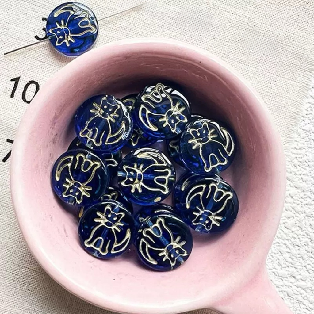 0 0今日新作 チェコビーズー猫月餅(0304)