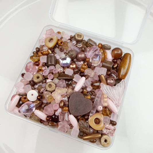 0 0今日新作  茶ピンク シードビーズ混ぜ(0226)