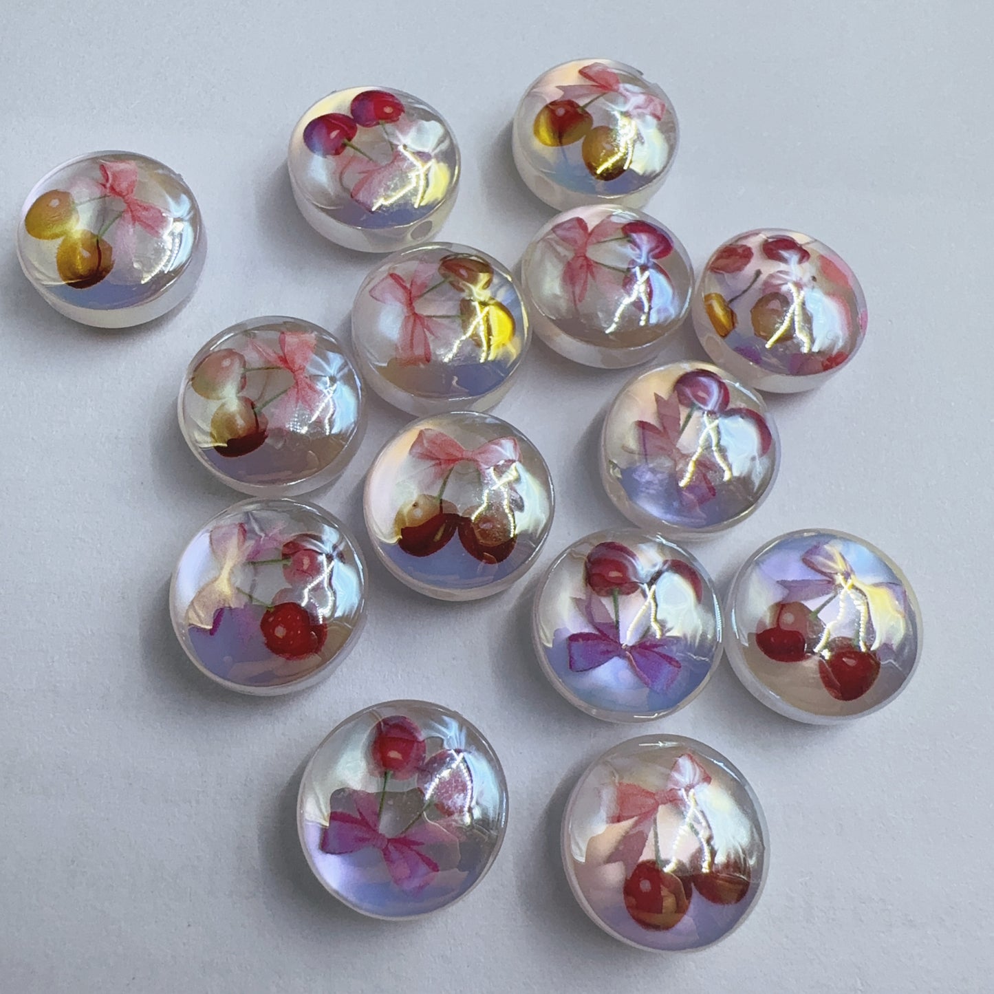 0 0今日新作 プリントされたキャットアイラウンドビーズ（0130）