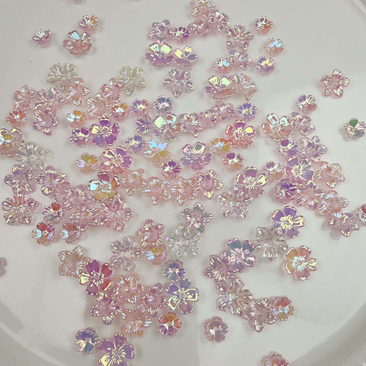 0 0今日新作 ツヤツヤメッキピンクお花 (0226)