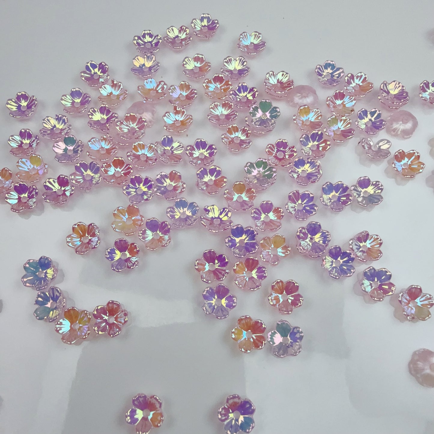 0 0今日新作 ツヤツヤメッキピンクお花 (0226)