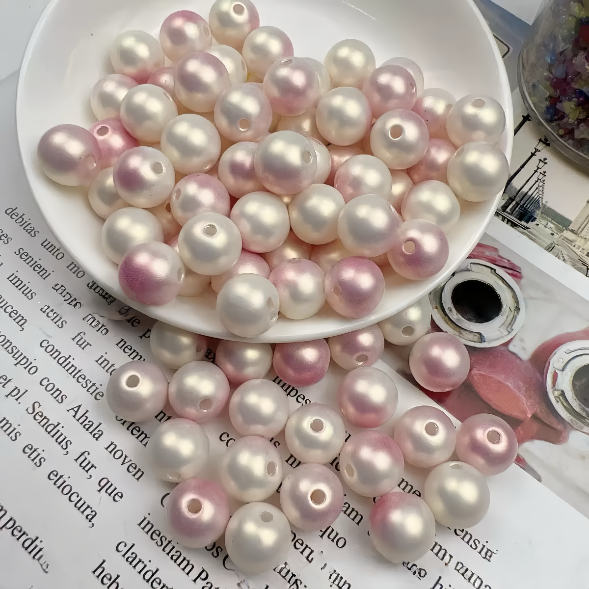 0 0今日新作 グラデーションパール色ビーズ-8ミリ(0601)