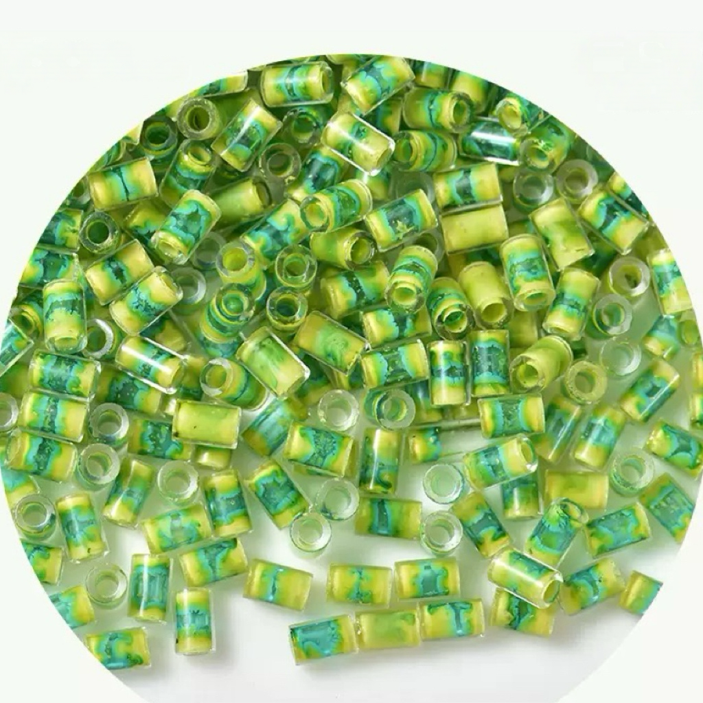 0 0今日新作 水墨画チューブ 3.8mmガラスビーズ(0709)