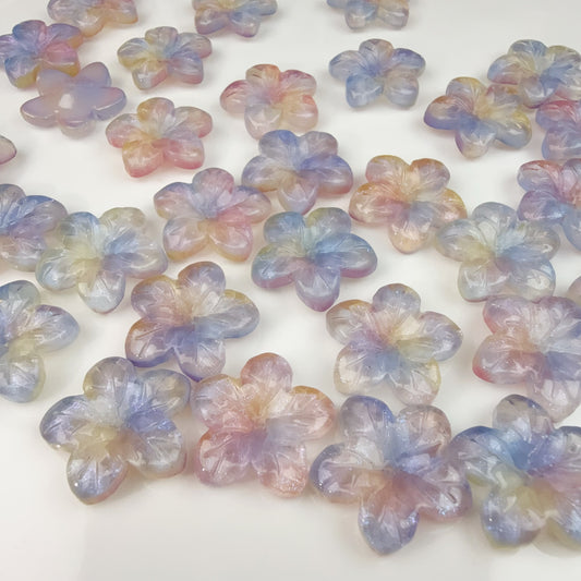 0 0今日新作 ガラスビーズ-5弁花22ミリ(0127)