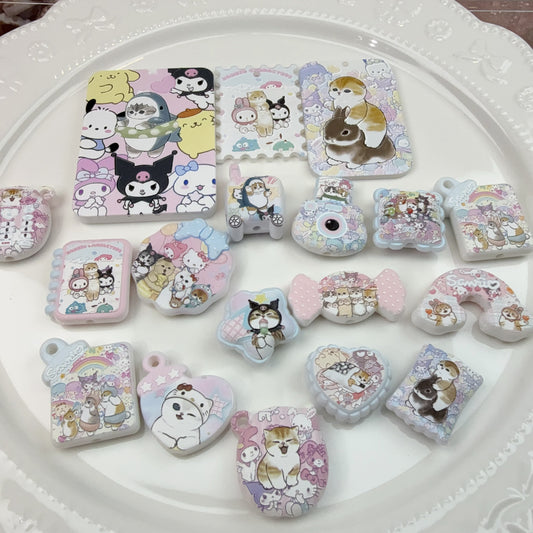 0 0今日新作  サメ猫＆リオ 浮彫 アクリル混ぜ(1024)