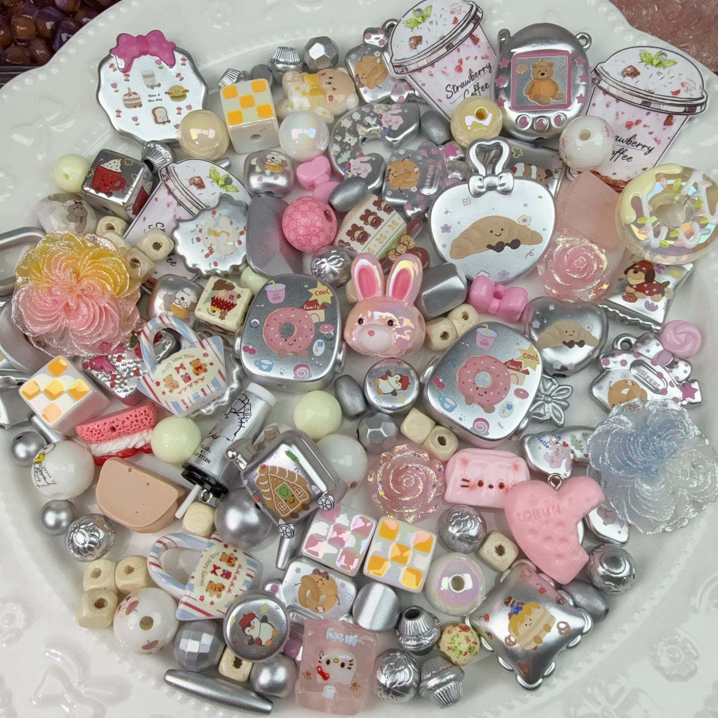 0 0今日新作 ピンクシルバー 大サービス アクリル混ぜ(1207)