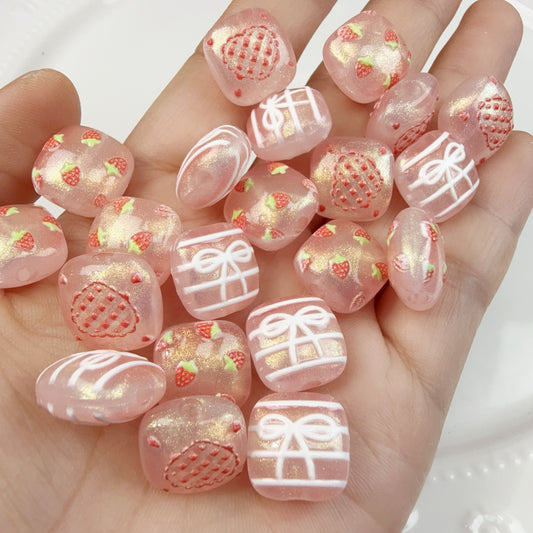 0 0今日新作 ラメ苺パンビーズ（1214）