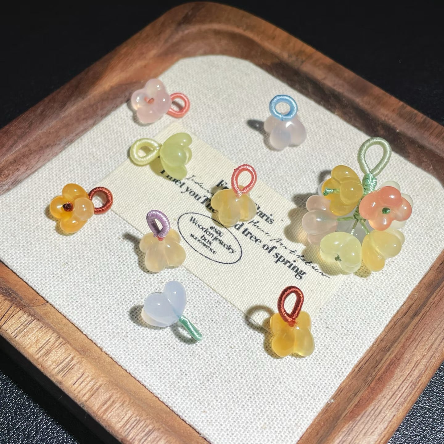 0 0今日新作 クリアガラスビーズ-ぷっくり金木犀(0108)