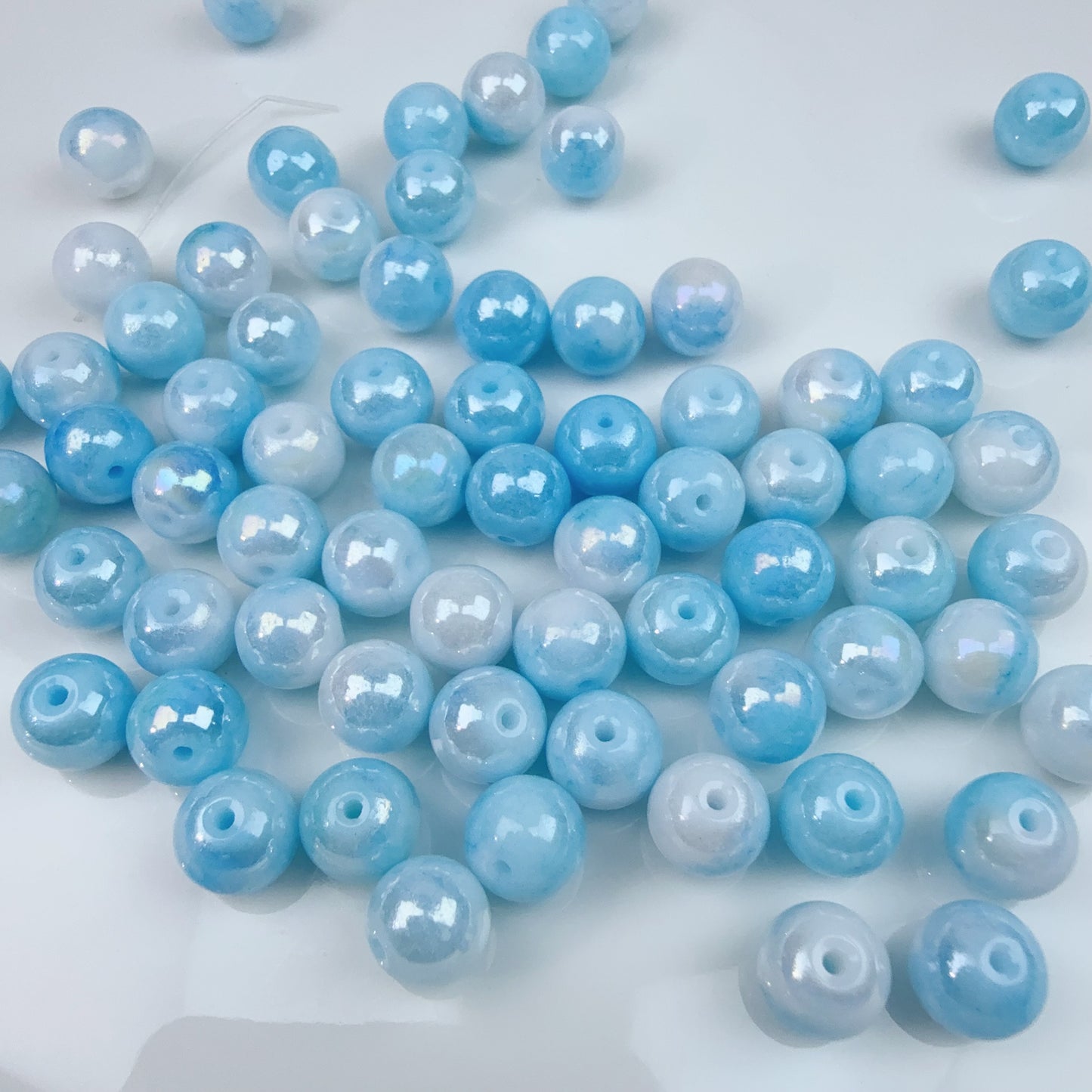 0 0今日新作 ツヤツヤ磁器色ガラスビーズ-8ミリ(0513)