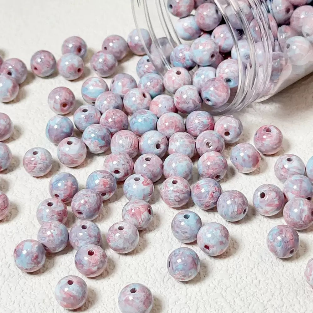 0 0今日新作 油絵ガラスビーズ  10ミリ(0628)