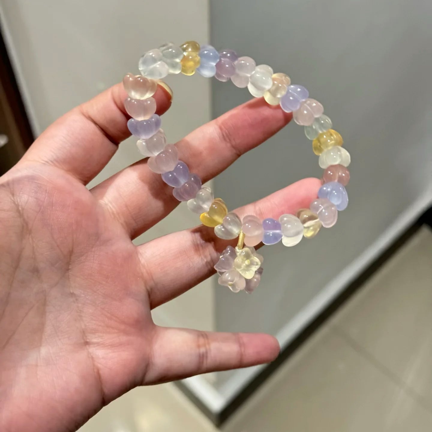 0 0今日新作 クリアガラスビーズ-ぷっくり金木犀(0108)