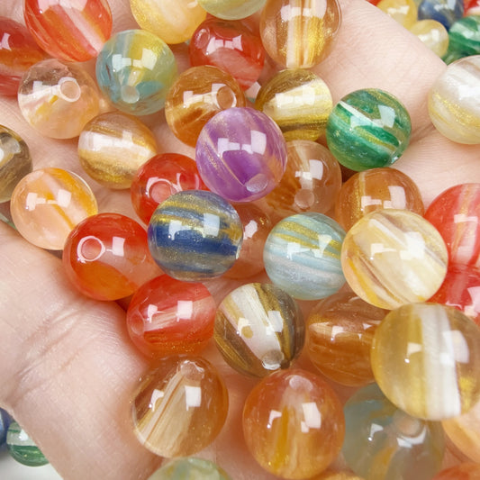 0 0今日新作 金シルク 10ミリ 樹脂ビーズ混ぜ (0301)